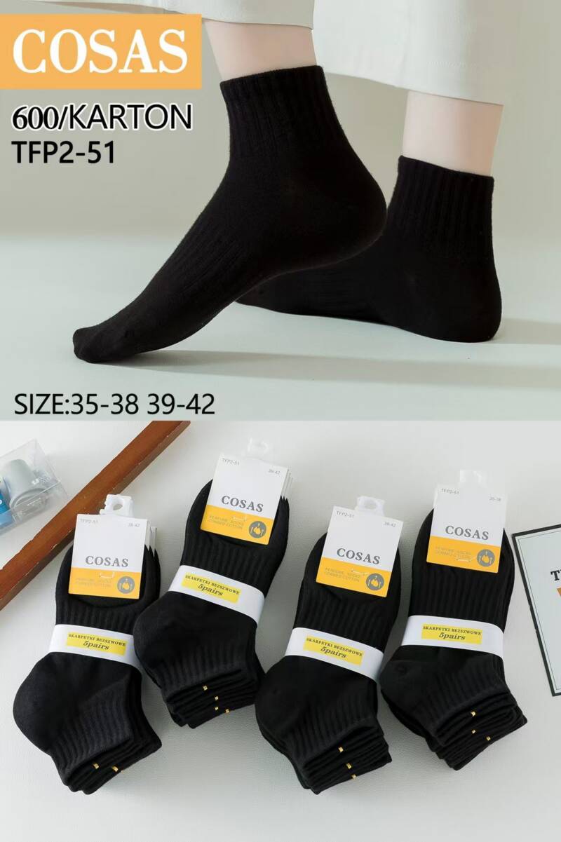 Skarpety damskie Roz 23-38, 1 kolor Paczka 40 szt